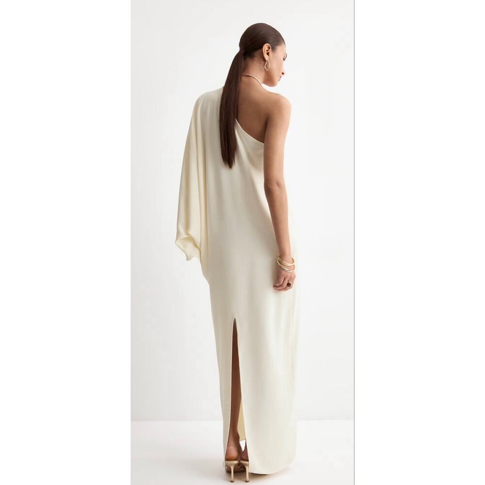 Chic Mango Cream Puff Sleeve Collared Midi Dress - Size 6 - Picture 2 of 6